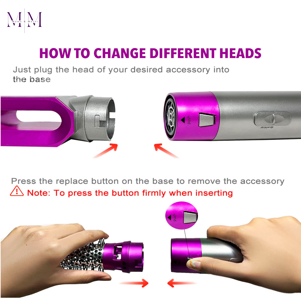 Professional 5 in 1 Hair Dryer & Hot Air Brush Styler, High-Speed Detachable Hot Air Brush for Volumizing, Curling, and Straightening with Anti-Frizz Negative Ion Technology