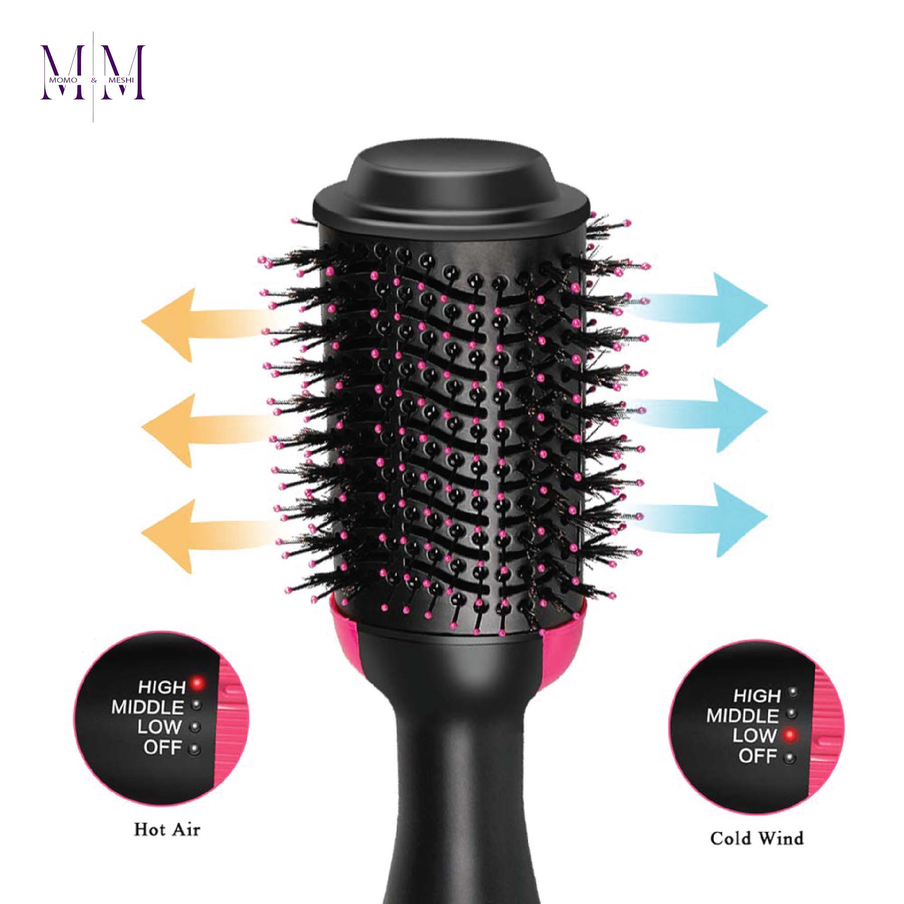 3-in-1 Hair Dryer Brush - One Step Hot Air Brush for Women - Hair Straightener, Curler & Volumizer - Ionic Blow Dryer & Hot Air Brush for Women | Best Hair Styling Tool in Pakistan