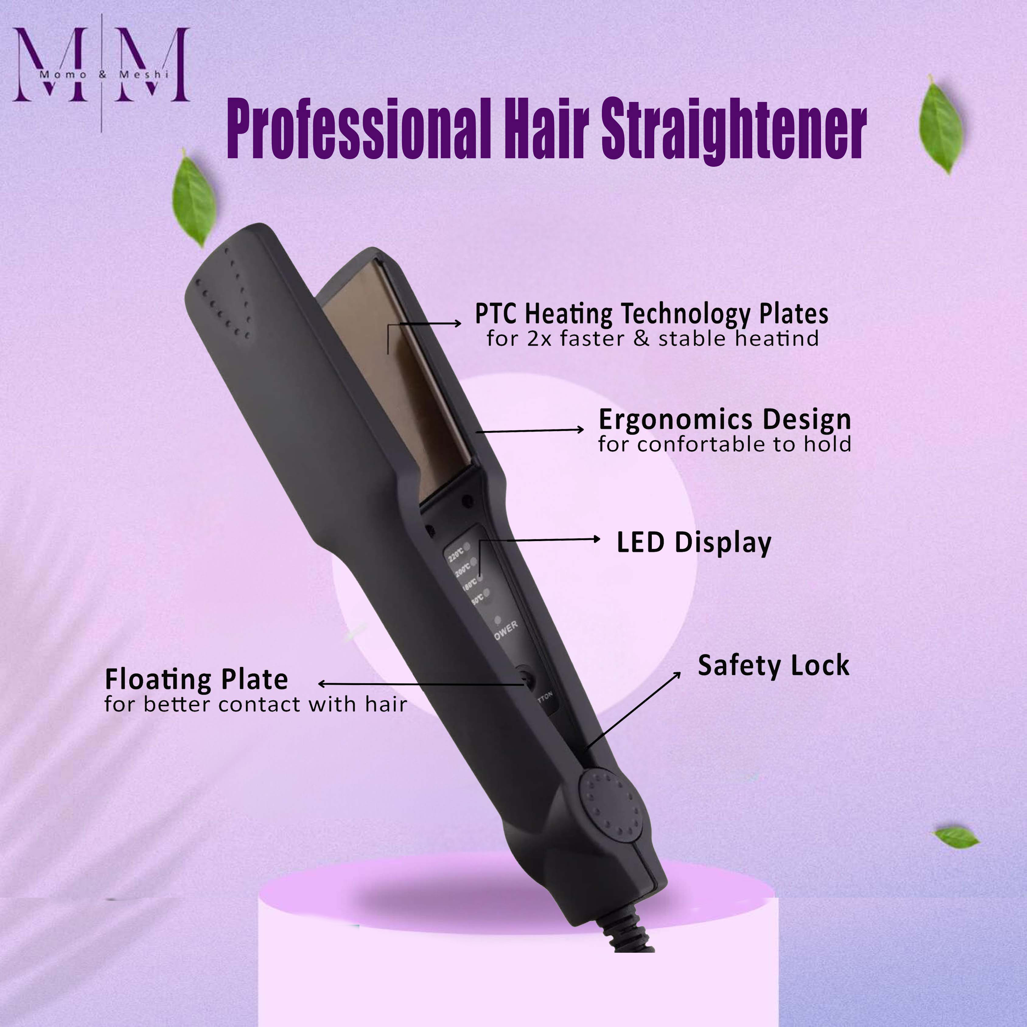 Hair Straightener - Professional Hair Straightener 4 Temperature Controls & Fast Heat - Hair Straightener Brush - Hair Accessories for Girls