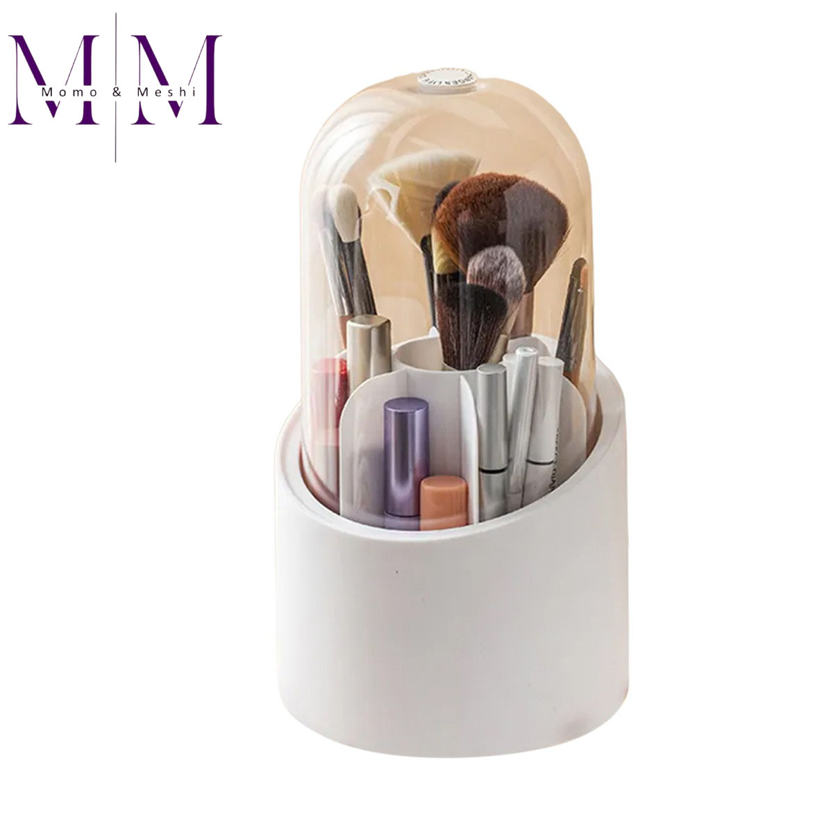 Makeup Brush Holder - 360° Rotating Makeup Organizer - Display Case with 7 Compartments - Waterproof Cosmetic Brush Storage Bucket - Brush Container - Dust-proof Rotating Cosmetic Brush Case