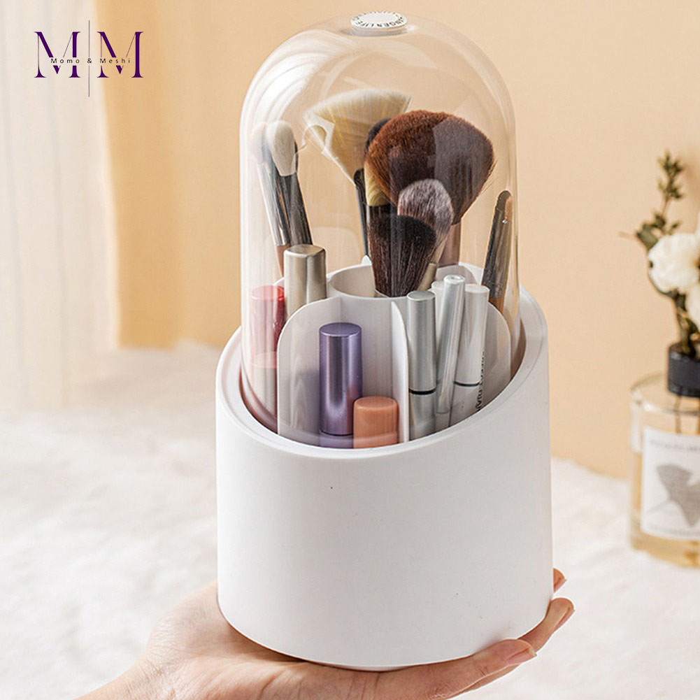 Makeup Brush Holder - 360° Rotating Makeup Organizer - Display Case with 7 Compartments - Waterproof Cosmetic Brush Storage Bucket - Brush Container - Dust-proof Rotating Cosmetic Brush Case