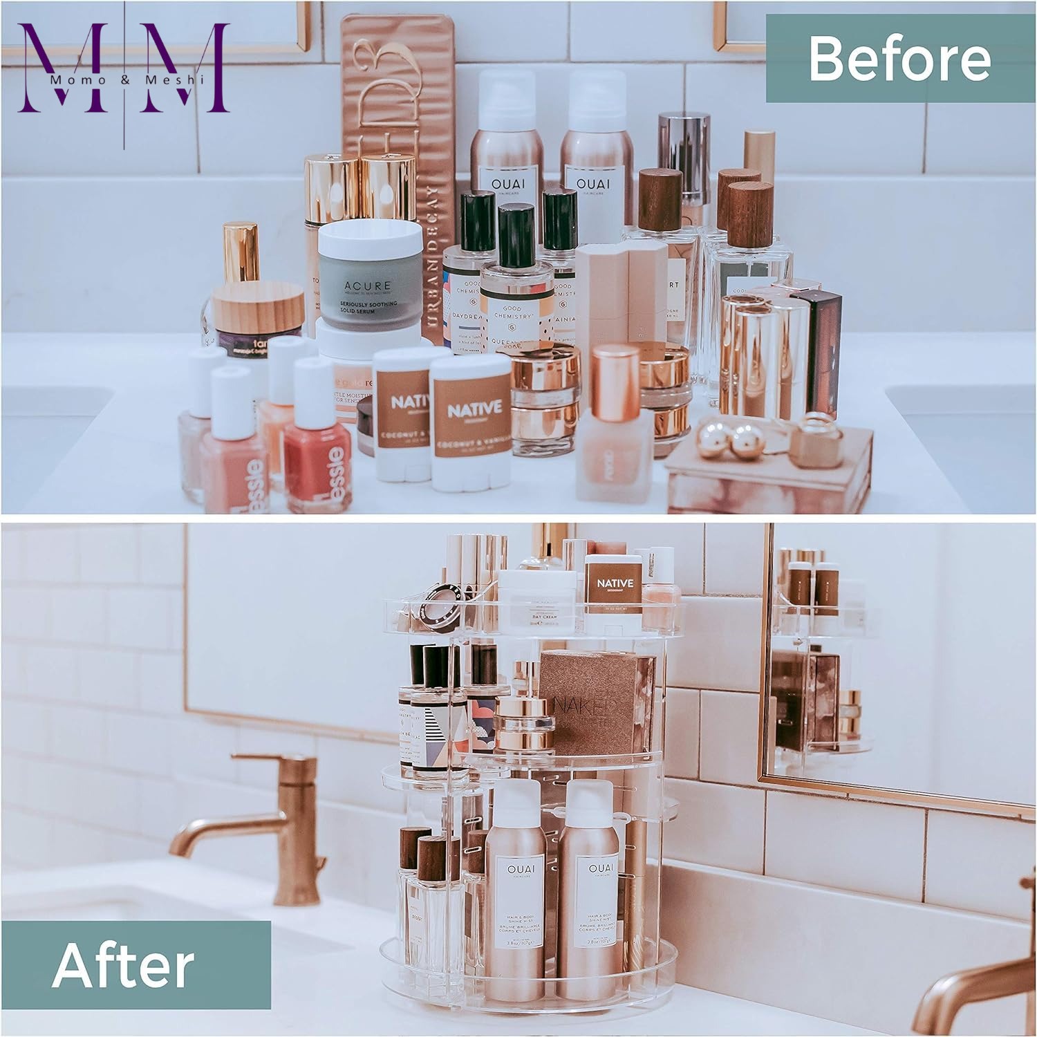 360° Rotating Makeup Organizer Stand - Cosmetic Organizer - Cosmetic Brush Case - Cosmetics Makeup Organizer - Acrylic Cosmetic Holder - Makeup Organizer by MOMO & MESHI