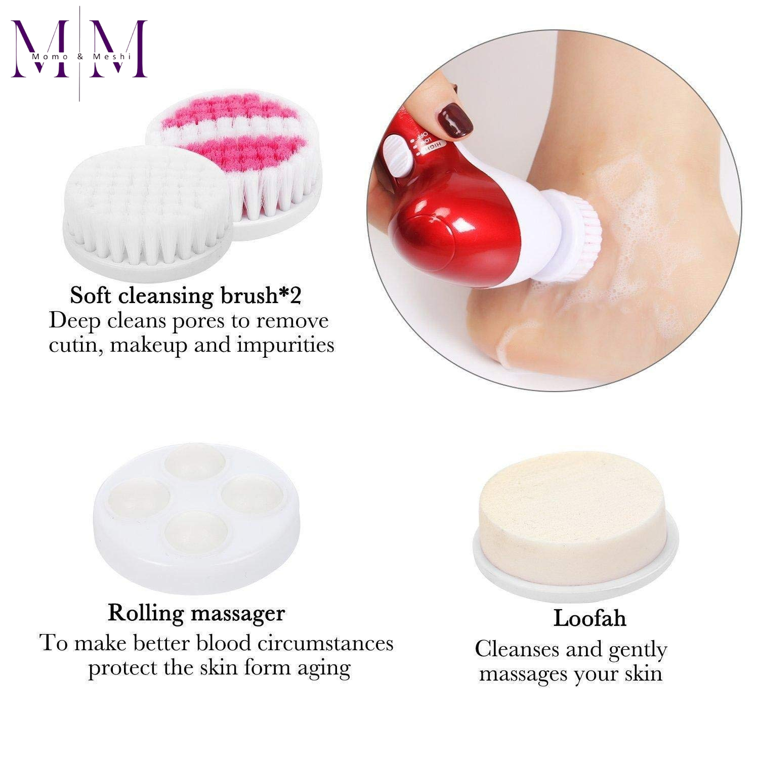 11 In 1 Face Massager Machine - Electric Facial Exfoliator and Massager - Featuring Multiple Attachments for Deep Cleansing and Massage - Comprehensive Face Care Machine by Momo & Meshi