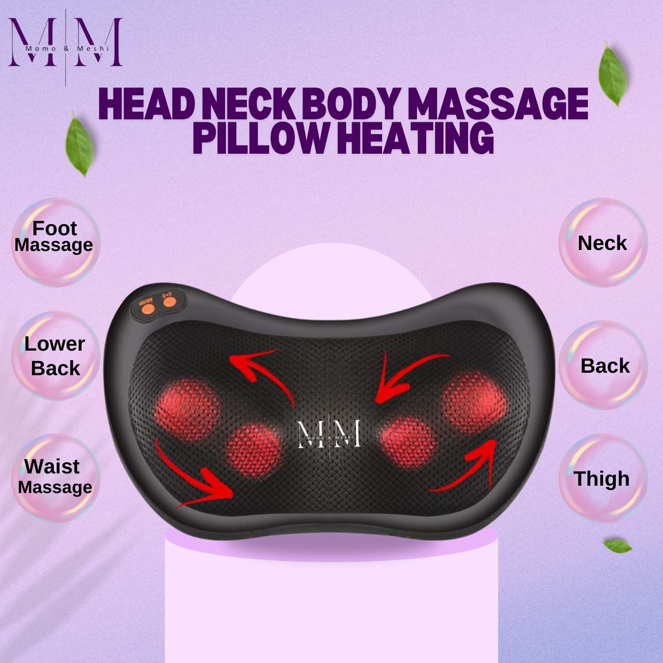 Head Neck Body Massage Pillow Heating Kneading Home Car Dual Use Body Cervical Lumbar Waist Leg Pain Relief Massager Health Care Back Massage Pillow with Heating Function - Electric Shiatsu Neck Masager Cushion Relax Neck / Back / Shoulder Cushion Muscle